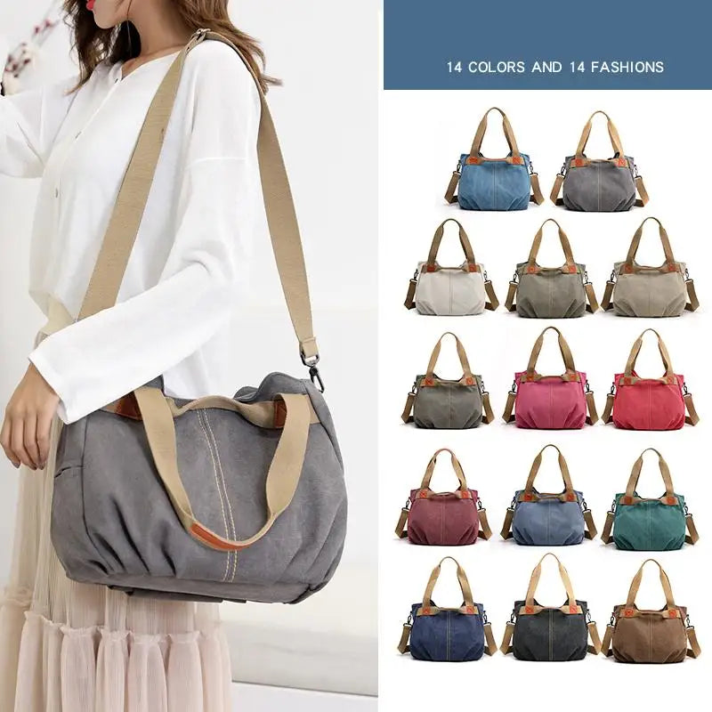 Casual Canvas Women Bag Vintage Large Shoulder Crossbody Tote Bag