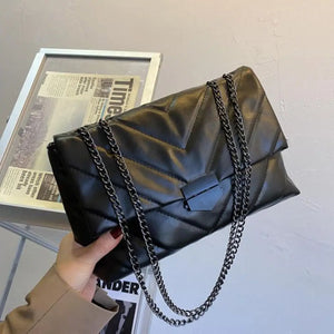 Casual Chain Crossbody Bag Women Shoulder Bag PU Leather Messenger