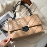Casual Chain Crossbody Bag Women Shoulder Bag PU Leather Messenger