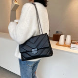Casual Chain Crossbody Bag Women Shoulder Bag PU Leather Messenger