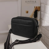Solid Classic Crossbody Bag with Wide Fabric Strap