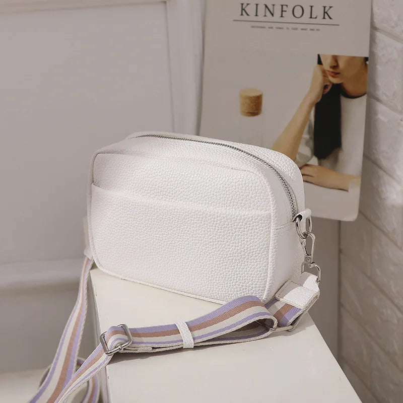 Classic Crossbody Bag Wide Strap Zipper Shoulder Bags