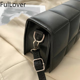 Elegant Female Shoulder Bag High Lattice Design PU Leather Handbag