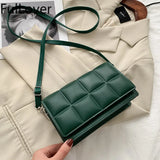 Elegant Female Shoulder Bag High Lattice Design PU Leather Handbag