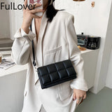 Elegant Female Shoulder Bag High Lattice Design PU Leather Handbag
