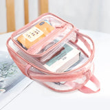 Solid PVC Backpack Large Capacity for Girls Daily Travel Shopping Bag