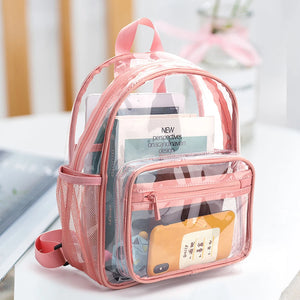 Solid PVC Backpack Large Capacity for Girls Daily Travel Shopping Bag
