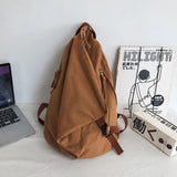 Solid Canvas Backpack for Women Girls School Travel Large Capacity Daypack