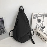 Solid Canvas Backpack for Women Girls School Travel Large Capacity Daypack