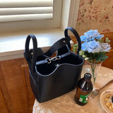 Solid Bucket Shoulder Bag Female PU Leather Shoulder Messenger Bag Lady Handbag
