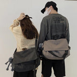 Solid Canvas Bag Harajuku Youth Messenger Shoulder Crossbody Bag