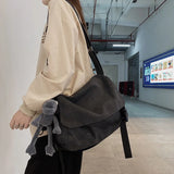Solid Canvas Bag Harajuku Youth Messenger Shoulder Crossbody Bag