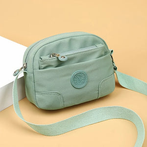 Canvas Crossbody Bag Large Capacity Zipper Bag with Adjustable Strap