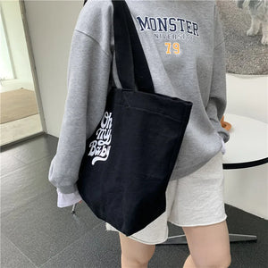 Canvas Letter Printed Large-capacity Tote Bag