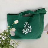 Canvas Letter Printed Large-capacity Tote Bag