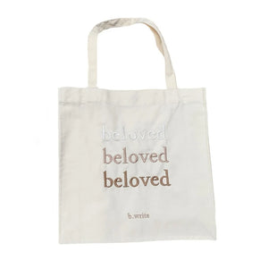 Solid Canvas Tote Bag Large Shoulder Handbag Beloved Letter Embroidered