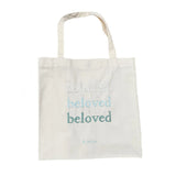 Solid Canvas Tote Bag Large Shoulder Handbag Beloved Letter Embroidered