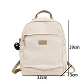 Solid Canvas Women Backpack Double Shoulder Travel Bag
