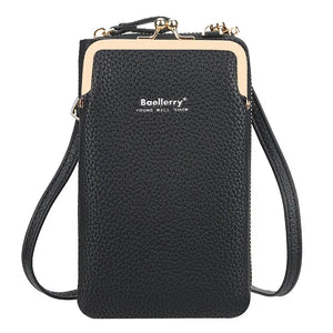 Leather Cell Phone Shoulder Bag for Women Crossbody Hand Bag Zipper Purse