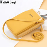 Leather Cell Phone Shoulder Bag for Women Crossbody Hand Bag Zipper Purse