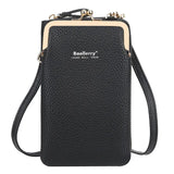 Leather Cell Phone Shoulder Bag for Women Crossbody Hand Bag Zipper Purse