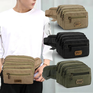 Canvas Chest Bag for Men Large Capacity Waist Fanny Pack