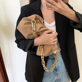 Thick Chain Crossbody Bag Soft Leather Shoulder Bag