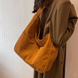 Corduroy Canvas Shoulder Tote Bag for Women Casual Female Armpit Bag