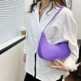 Solid Crescent Shape Shoulder Bag Women Large Casual Small Handbag