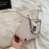 Crocodile Pattern PU Leather Shoulder Bags for Women Lock Handbags