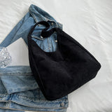 Corduroy Canvas Shoulder Tote Bag For Women Hasp Handbag Female Armpit Bag