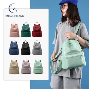 Solid Women's Backpack High Nylon Ladies Student Schoolbag Ladies