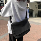 Solid Canvas Women's Shoulder Bag Crossbody Young Student School Bookbag