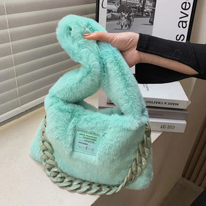 Faux Fur Shoulder Square Bag Small Handbag Armpit Bag