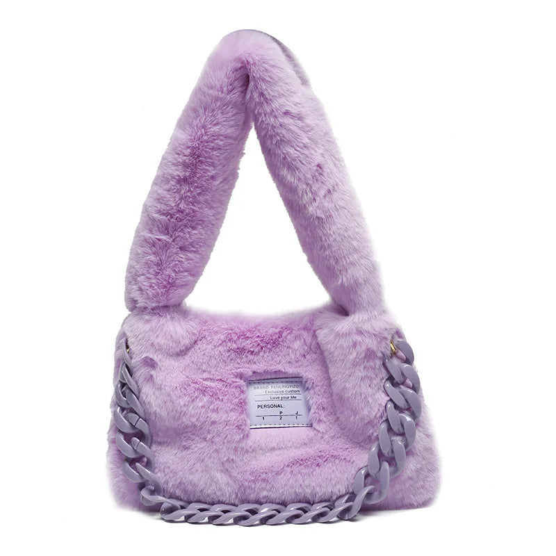 Faux Fur Shoulder Square Bag Small Handbag Armpit Bag