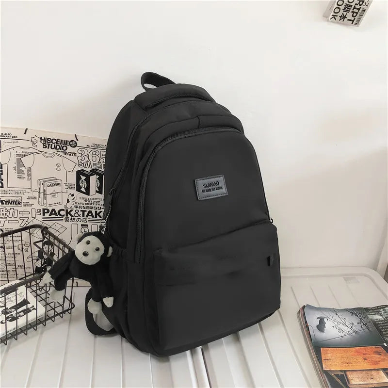 Solid Female Multi-pocket Casual Women's Backpack