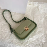 Solid Flap Armpit Bag Femake PU Leather Shoulder Bag Lock Crossbody Bag