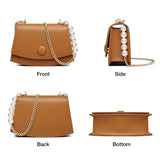 Solid Flap Bag PU Leather Shoulder Bags Women Spherical Chain Belt