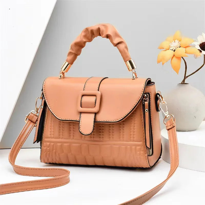 Solid Flap One Shoulder High PU Leather Handbag