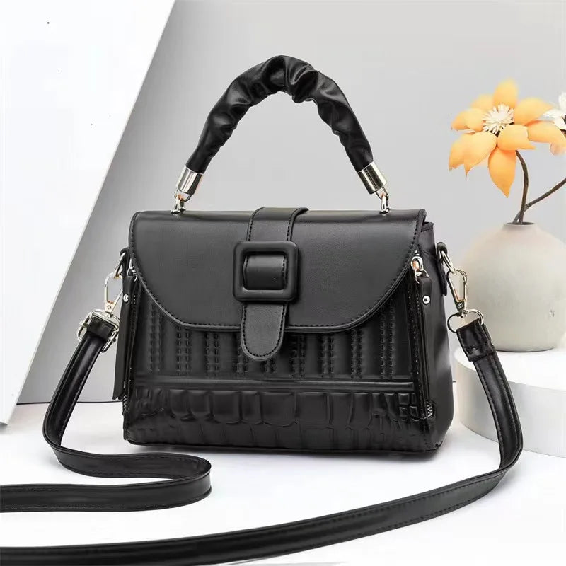 Solid Flap One Shoulder High PU Leather Handbag
