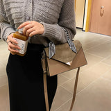 Solid Flap Purses Hasp Satchel With Scarves Small Shoulder Crossbdo