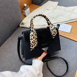Solid Flap Purses Hasp Satchel With Scarves Small Shoulder Crossbdo