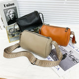 Solid Leather Women Crossbody Bags Minimalist Style Ladies Shoulder Bags