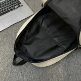 Solid Canvas Backpack Inclined Zipper Travel Bag Large Schoolbag