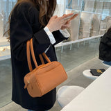 Solid Top-handle Shoulder Bag Pu Leather Tote Purse