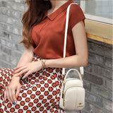 Solid Headphone Jack Women's Shoulder Bag High Leather Crossbody Handbag