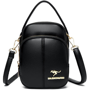 Solid Headphone Jack Women's Shoulder Bag High Leather Crossbody Handbag