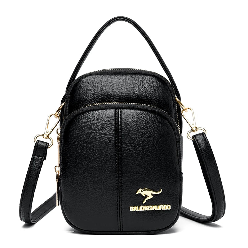 Solid Headphone Jack Women's Shoulder Bag High Leather Crossbody Handbag