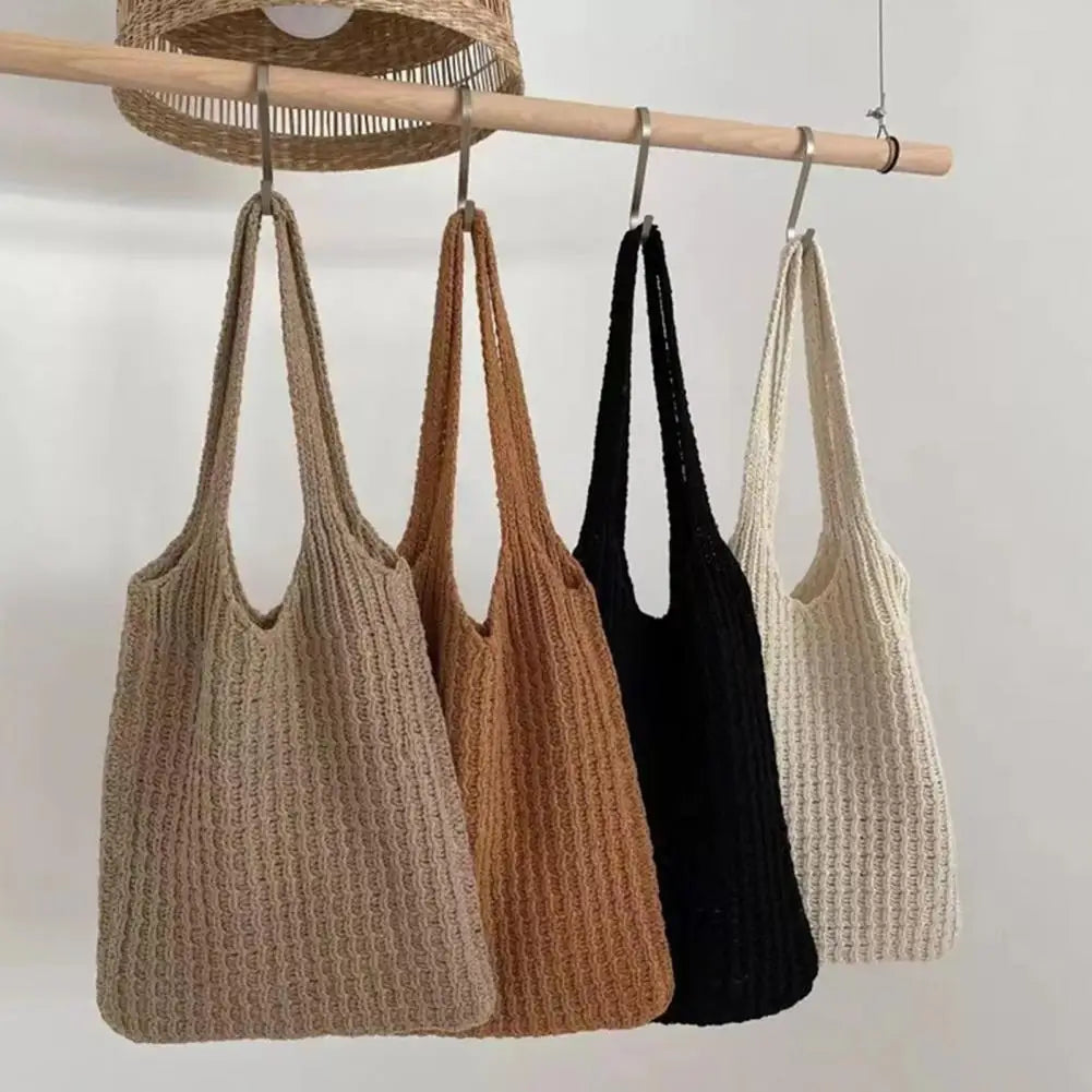 Vintage Large Capacity Knitted Tote Bag for Travel