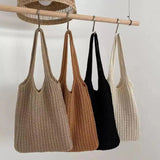 Vintage Large Capacity Knitted Tote Bag for Travel